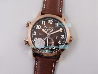 Swiss Replica Patek Philippe Calatrava Pilot Travel Time 5524 Automatic Watch Rose Gold